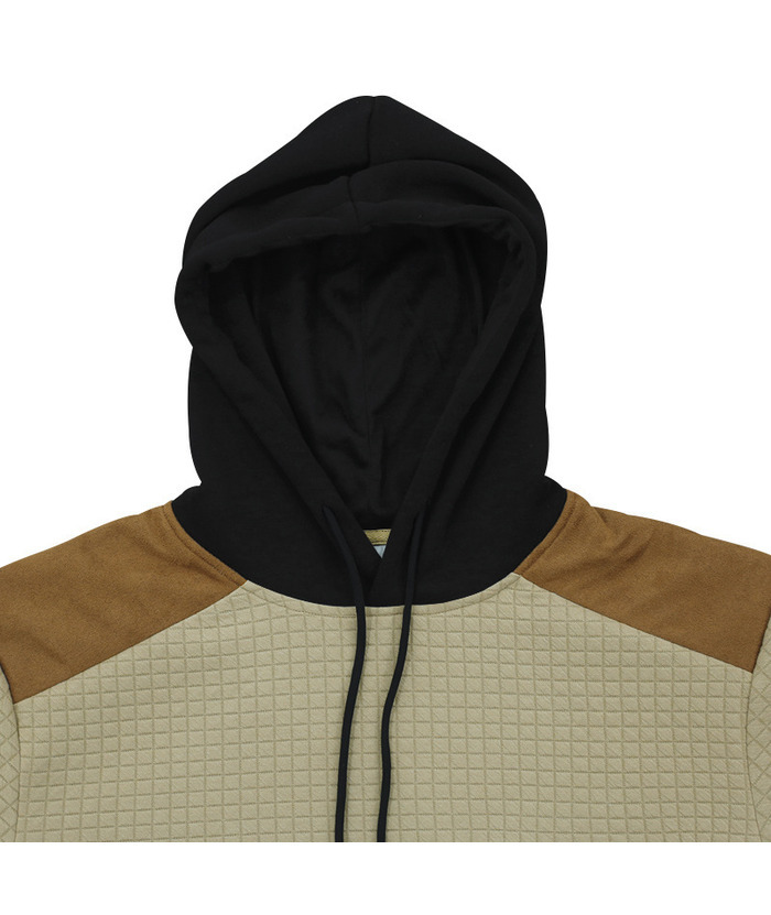 Men's Color Block Waffle Hoodie-DUMFH04825 | Zitysports