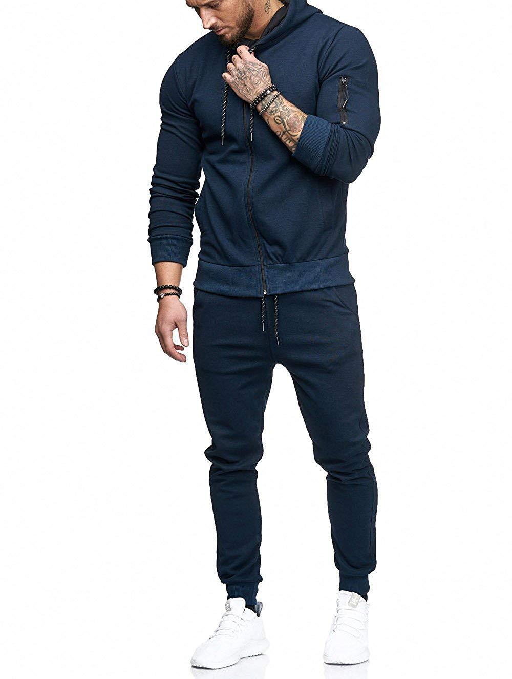 ZITY Men's Slim Fit Sportswear Autumn Hooded Sweater Suit-DUMFH04991|Zitysports