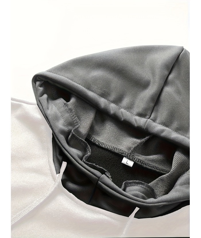 ZITY Men's Contrast Color Hooded Drawstring Pocket Long Sleeve Sweater-DUMHD04936|Zitysports