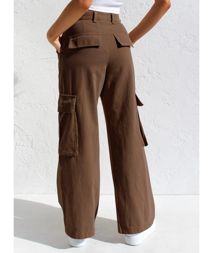 ZITY Women's Wide Leg Straight Multi Pockets Cargo Pant-DUWCP06165