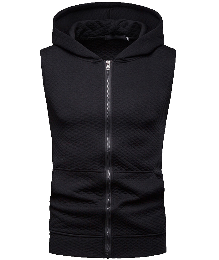 ZITY Men's Slim Fit Zipper Sleeveless Hoodie-DUMMG05222|Zitysports
