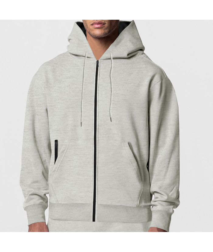 Men's Solid Color Zipper Hooded Sports Fleece Warm Sweatshirt Jacket-DUMFH04803 | Zitysports