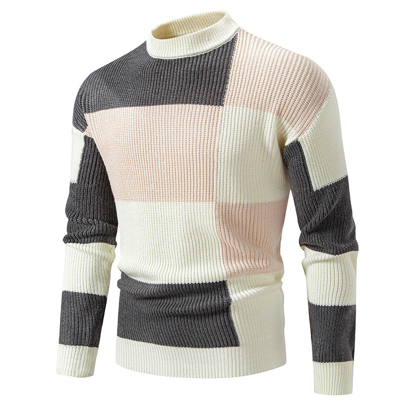 ZITY Men's Long Sleeve Color Block Casual Sweater-DUMFH06536