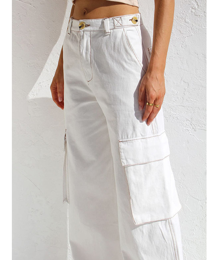 ZITY Women's Wide Leg Straight Multi Pockets Cargo Pant-DUWCP06165
