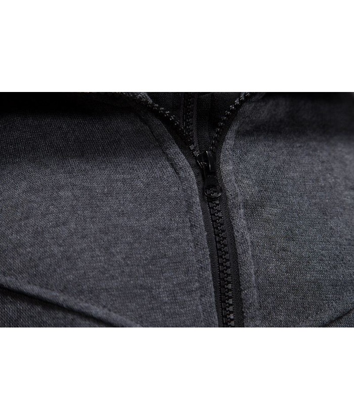 Men's Fake Two-Piece Stand Collar Full-Zip Hoodie -DUMFH04828 | Zitysports