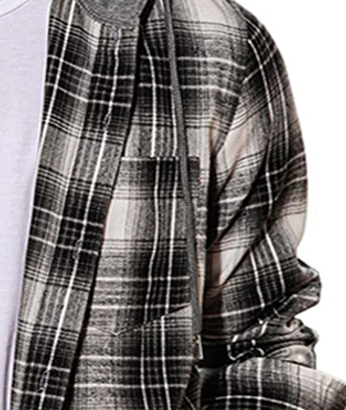 ZITY Men's Plaid Flannel Hoodie Shirt-DUMLT05332|Zitysports