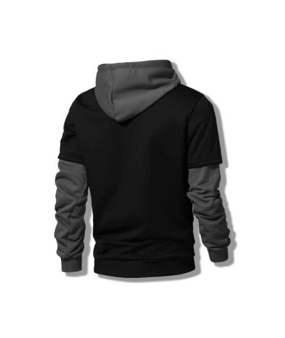 ZITY Men's Contrast Color Hooded Drawstring Pocket Long Sleeve Sweater-DUMHD04936|Zitysports
