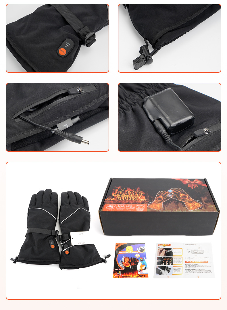 ZITY Unisex 7.4V 3000mAh Battery USB Charging Heating Gloves-DUOST06416