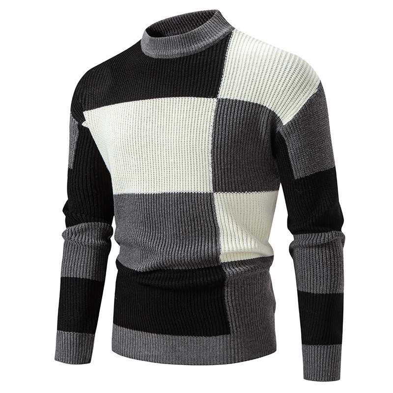 ZITY Men's Long Sleeve Color Block Casual Sweater-DUMFH06536