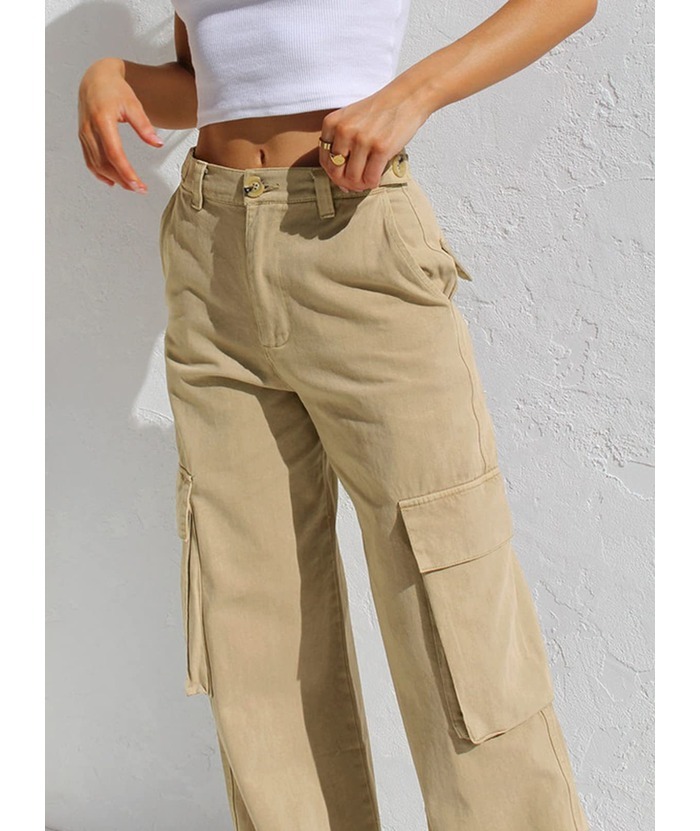 ZITY Women's Wide Leg Straight Multi Pockets Cargo Pant-DUWCP06165