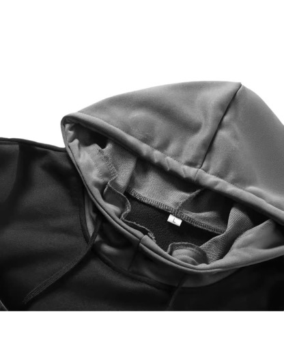 ZITY Men's Contrast Color Hooded Drawstring Pocket Long Sleeve Sweater-DUMHD04936|Zitysports