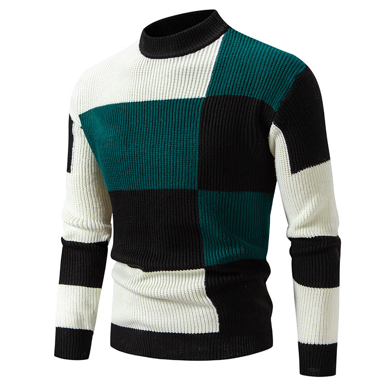 ZITY Men's Long Sleeve Color Block Casual Sweater-DUMFH06536