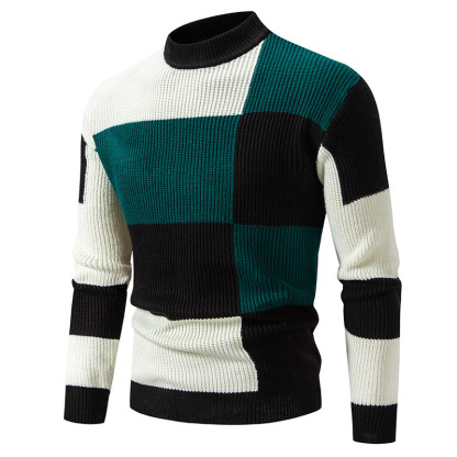 ZITY Men's Long Sleeve Color Block Casual Sweater-DUMFH06536