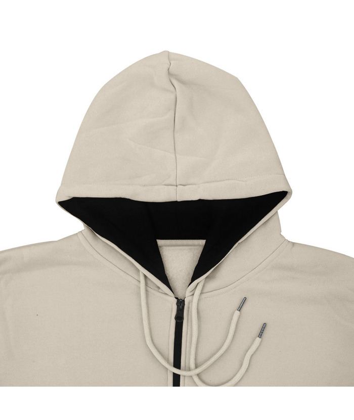 Men's Solid Color Zipper Hooded Sports Fleece Warm Sweatshirt Jacket-DUMFH04803 | Zitysports