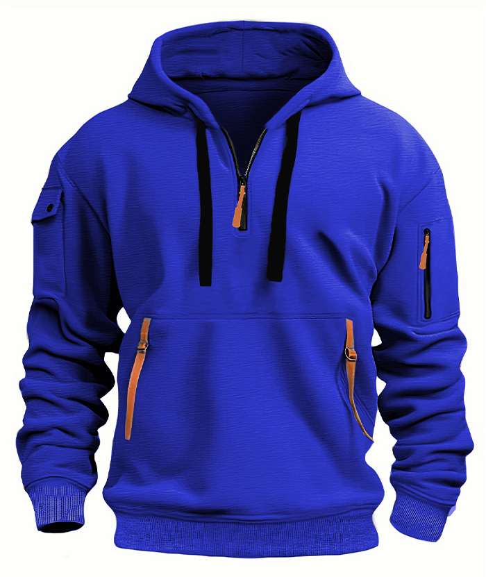 ZITY Men's 1/4 Zipper Long Sleeve Slim Fit Hoodie-DUMFH05439