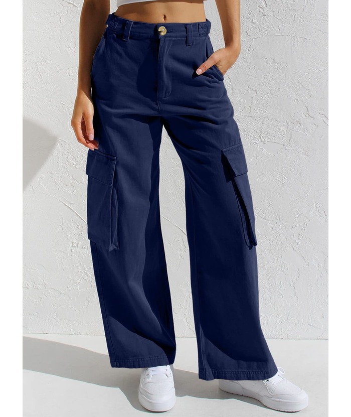 ZITY Women's Wide Leg Straight Multi Pockets Cargo Pant-DUWCP06165
