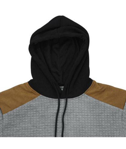 Men's Color Block Waffle Hoodie-DUMFH04825 | Zitysports