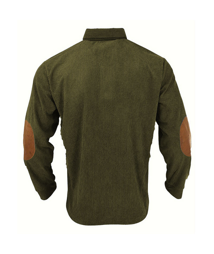 ZITY Men's Patch Corduroy Quater Botton Sweatshirt-DUMFH04830 | Zitysports