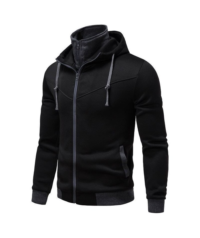Men's Fake Two-Piece Stand Collar Full-Zip Hoodie -DUMFH04828 | Zitysports