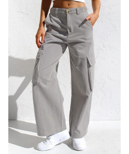 ZITY Women's Wide Leg Straight Multi Pockets Cargo Pant-DUWCP06165