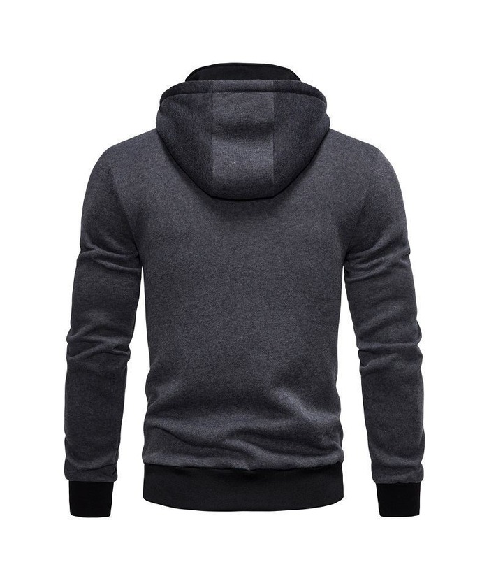 Men's Fake Two-Piece Stand Collar Full-Zip Hoodie -DUMFH04828 | Zitysports