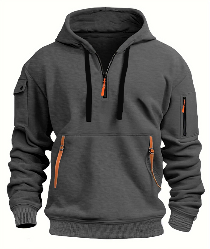 ZITY Men's 1/4 Zipper Long Sleeve Slim Fit Hoodie-DUMFH05439