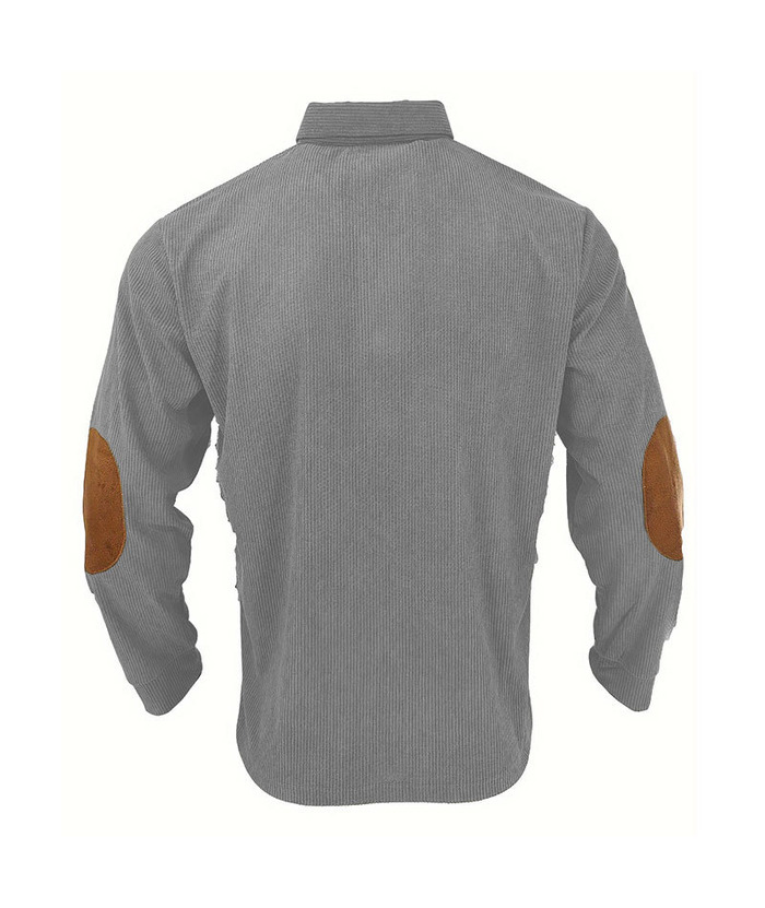ZITY Men's Patch Corduroy Quater Botton Sweatshirt-DUMFH04830 | Zitysports