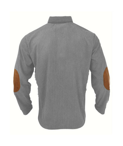 ZITY Men's Patch Corduroy Quater Botton Sweatshirt-DUMFH04830 | Zitysports