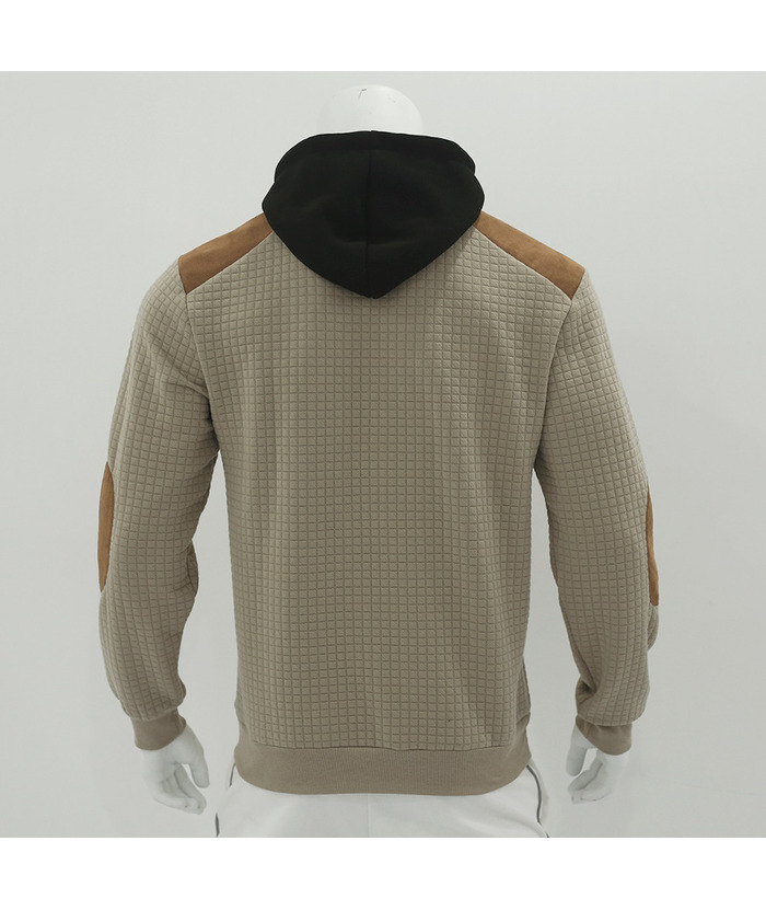 Men's Color Block Waffle Hoodie-DUMFH04825 | Zitysports