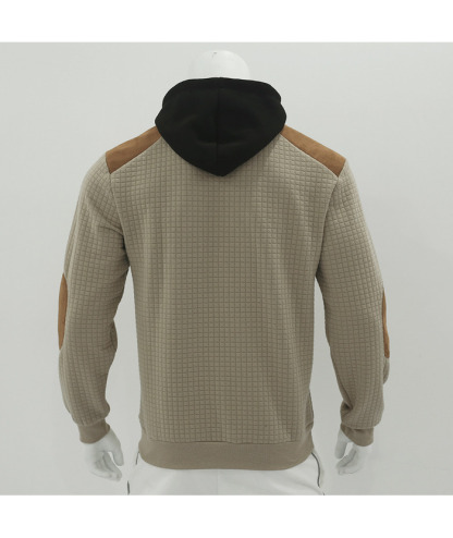 Men's Color Block Waffle Hoodie-DUMFH04825 | Zitysports
