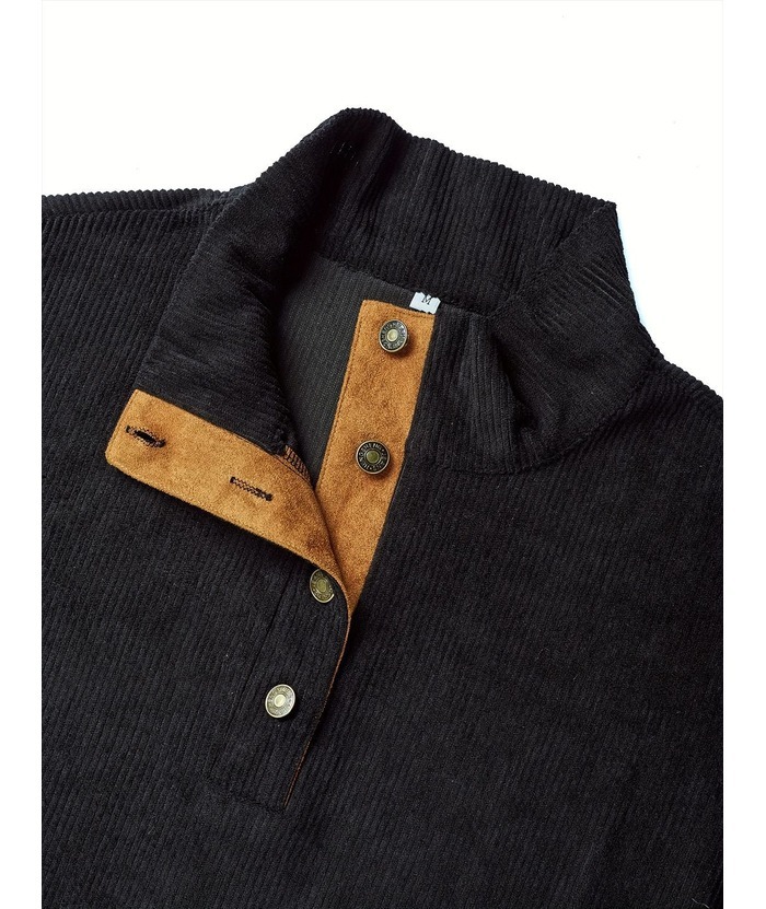 ZITY Men's Stand Collar Button Up Waffle Sweatshirt-DUMFH04609 | Zitysports