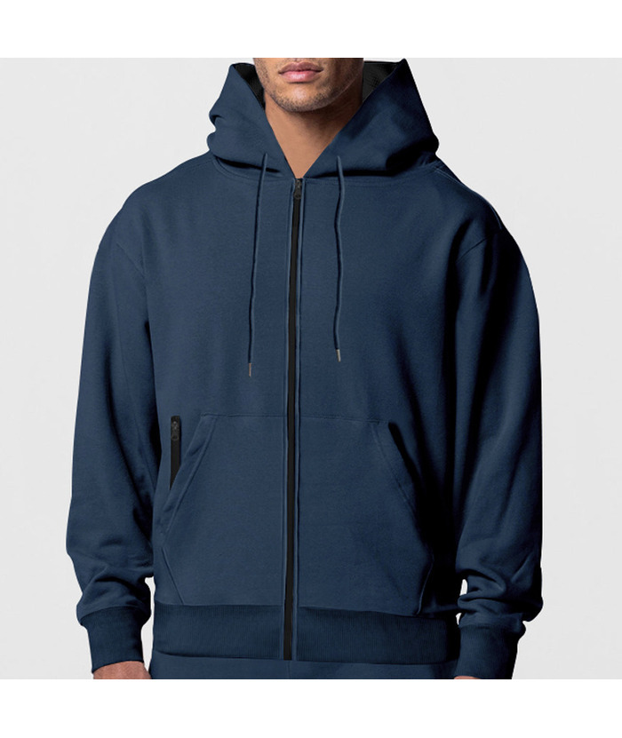 Men's Solid Color Zipper Hooded Sports Fleece Warm Sweatshirt Jacket-DUMFH04803 | Zitysports