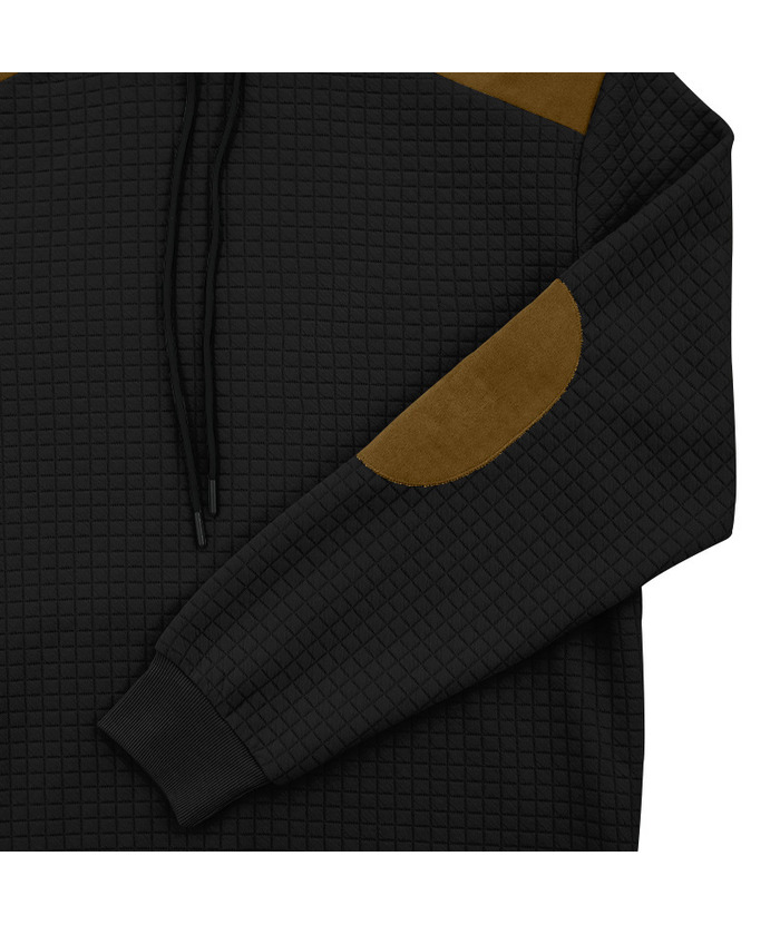 Men's Color Block Waffle Hoodie-DUMFH04825 | Zitysports