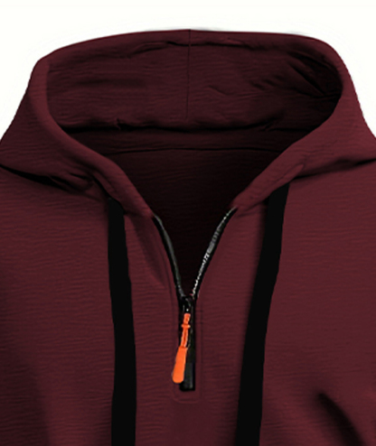 ZITY Men's 1/4 Zipper Long Sleeve Slim Fit Hoodie-DUMFH05439