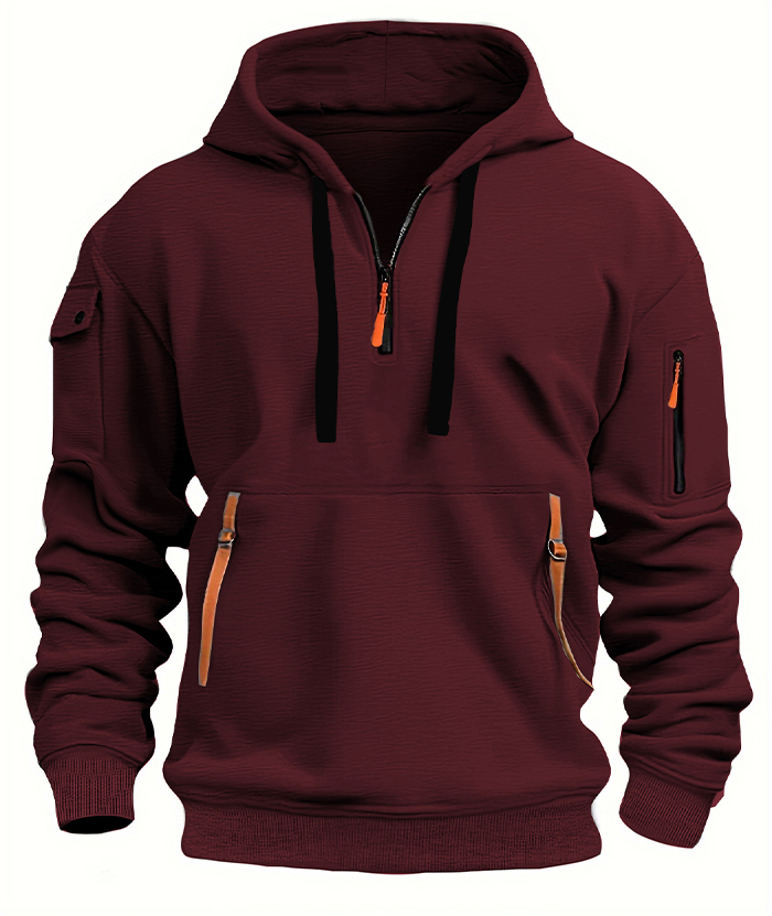 ZITY Men's 1/4 Zipper Long Sleeve Slim Fit Hoodie-DUMFH05439