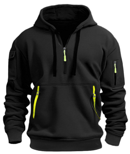 ZITY Men's 1/4 Zipper Long Sleeve Slim Fit Hoodie-DUMFH05439