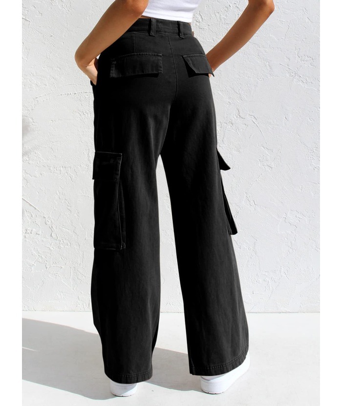 ZITY Women's Wide Leg Straight Multi Pockets Cargo Pant-DUWCP06165