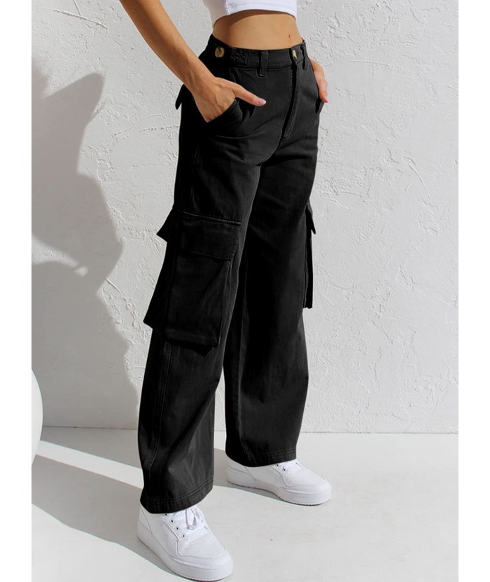 ZITY Women's Wide Leg Straight Multi Pockets Cargo Pant-DUWCP06165