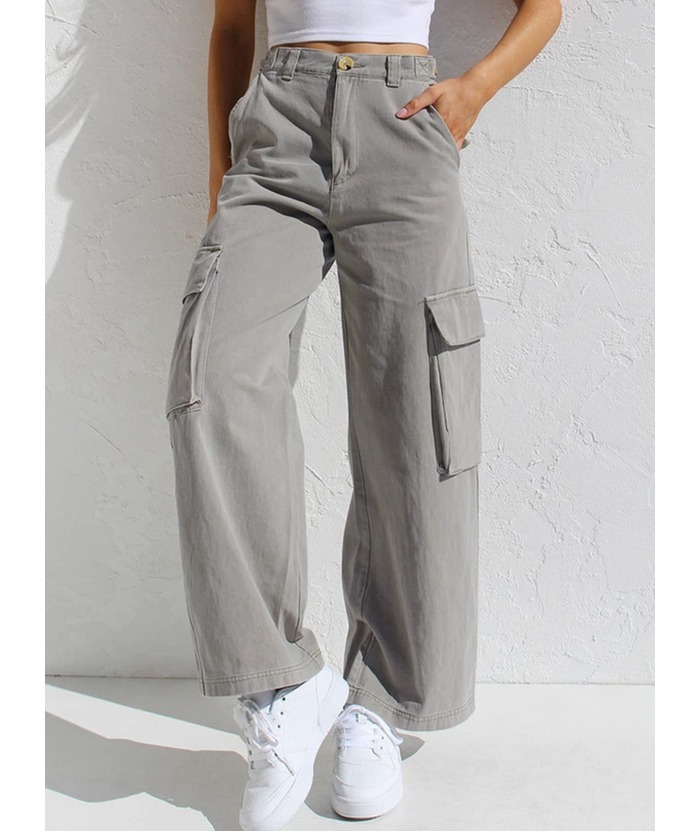 ZITY Women's Wide Leg Straight Multi Pockets Cargo Pant-DUWCP06165