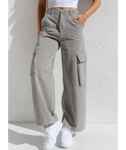 ZITY Women's Wide Leg Straight Multi Pockets Cargo Pant-DUWCP06165