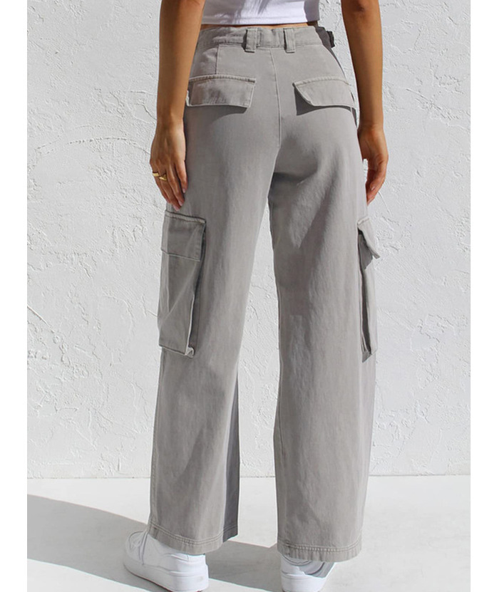 ZITY Women's Wide Leg Straight Multi Pockets Cargo Pant-DUWCP06165
