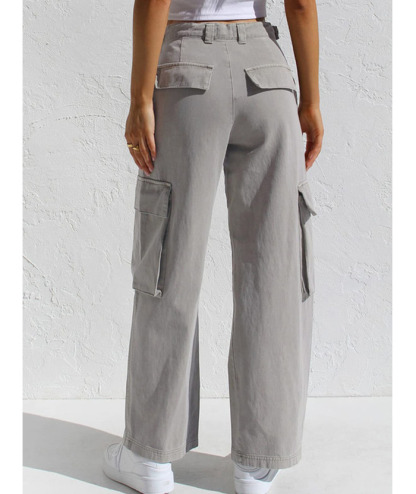 ZITY Women's Wide Leg Straight Multi Pockets Cargo Pant-DUWCP06165