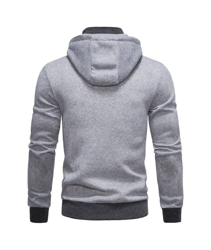 Men's Fake Two-Piece Stand Collar Full-Zip Hoodie -DUMFH04828 | Zitysports