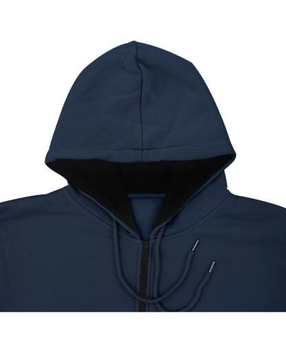 Men's Solid Color Zipper Hooded Sports Fleece Warm Sweatshirt Jacket-DUMFH04803 | Zitysports