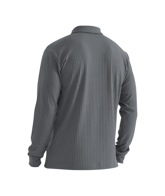 ZITY Men's Solid Color Sports Fitness Vertical Strip Knit Polo Shirt-DUMFH04835 | Zitysports