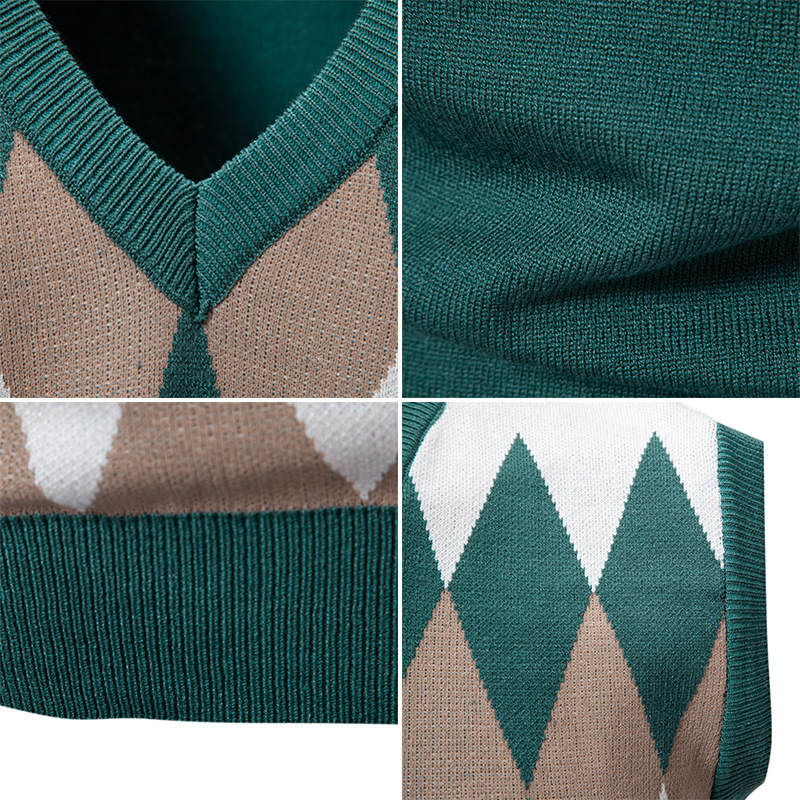 ZITY Men's V Neck Knitted Sleeveless Pullover Vest-DUMMG06535