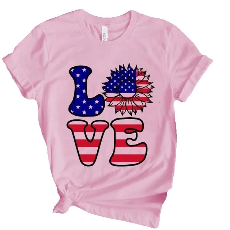 ZITY Women's Round Neck American Independence Day T-Shirt