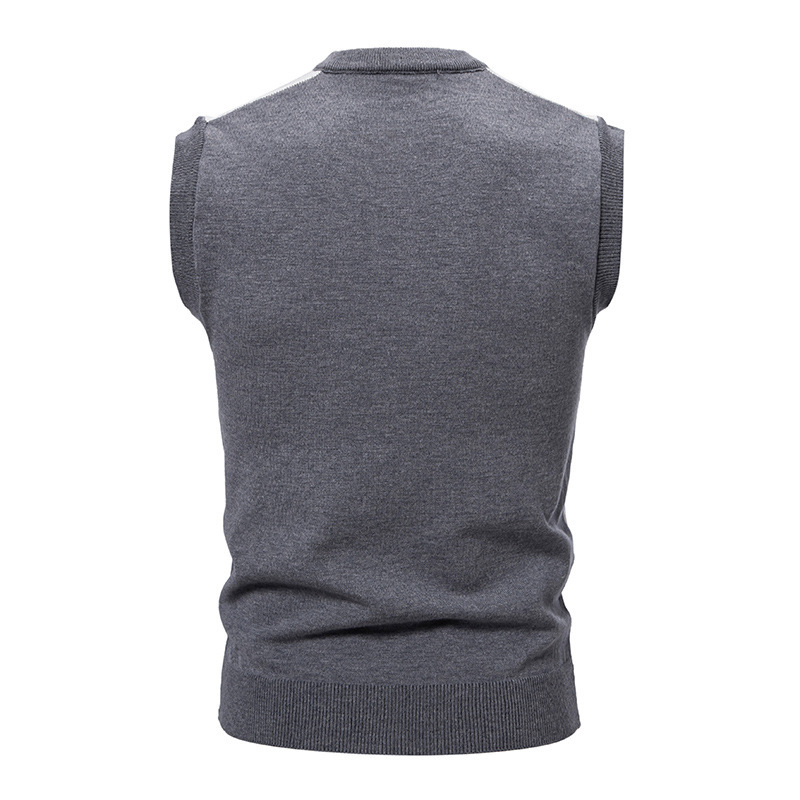 ZITY Men's V Neck Knitted Sleeveless Pullover Vest-DUMMG06535
