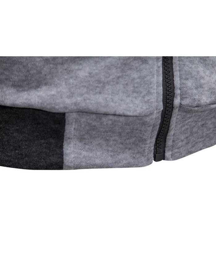Men's Fake Two-Piece Stand Collar Full-Zip Hoodie -DUMFH04828 | Zitysports