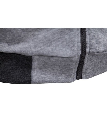 Men's Fake Two-Piece Stand Collar Full-Zip Hoodie -DUMFH04828 | Zitysports